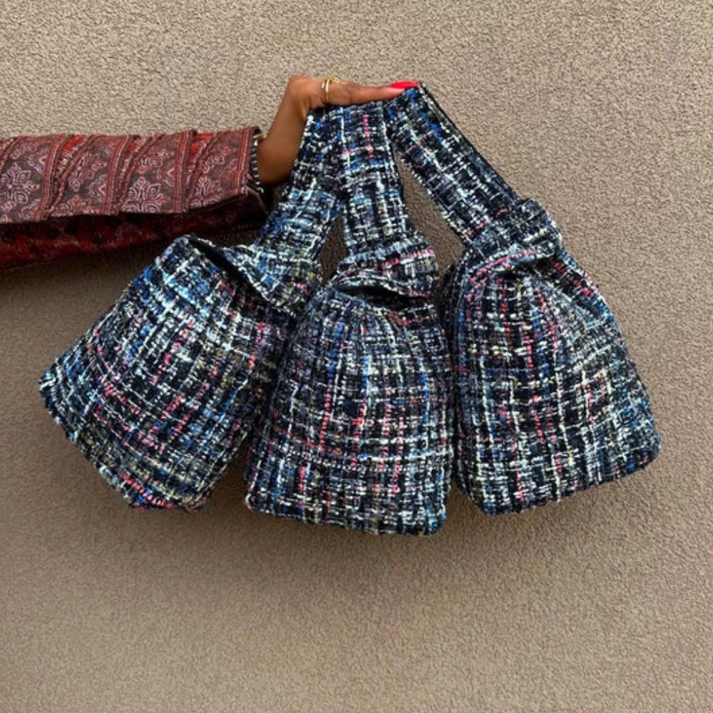Yaito Lesage Metallic Tweed Knot Bag